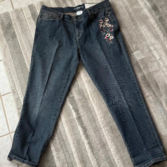 Liz Claiborne 16P embroidered denim boyfriend jean - Picture 1 of 4